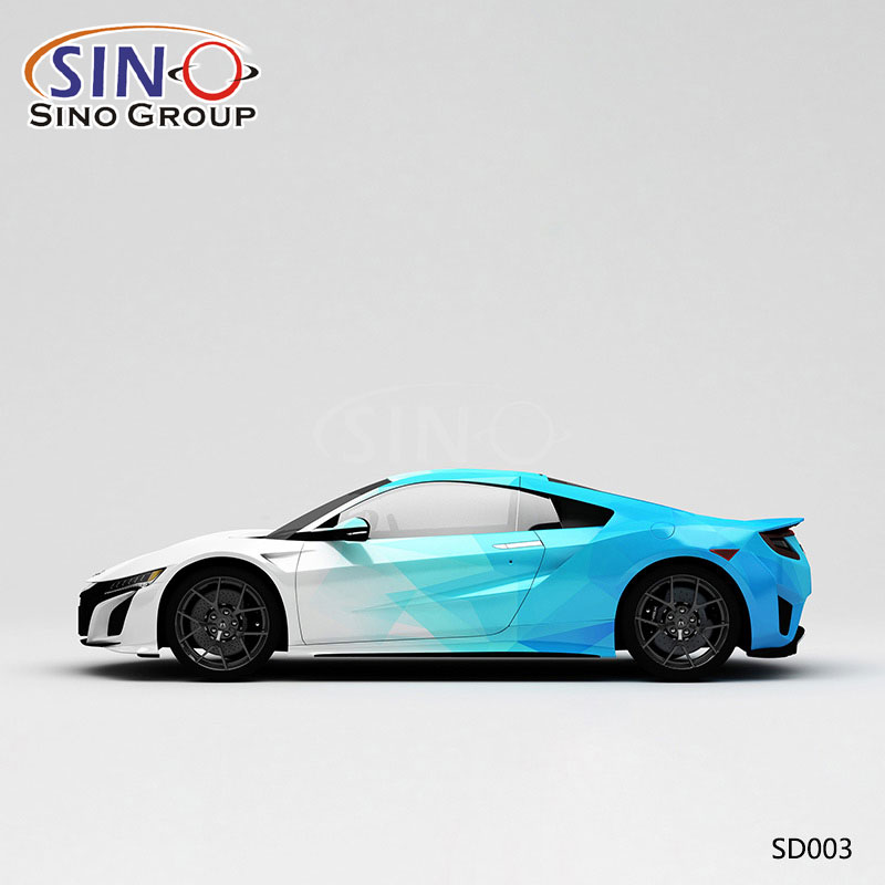 SD003 Motif camouflage à carreaux blancs et bleus Impression haute précision Vinyle de voiture personnalisé Wrap