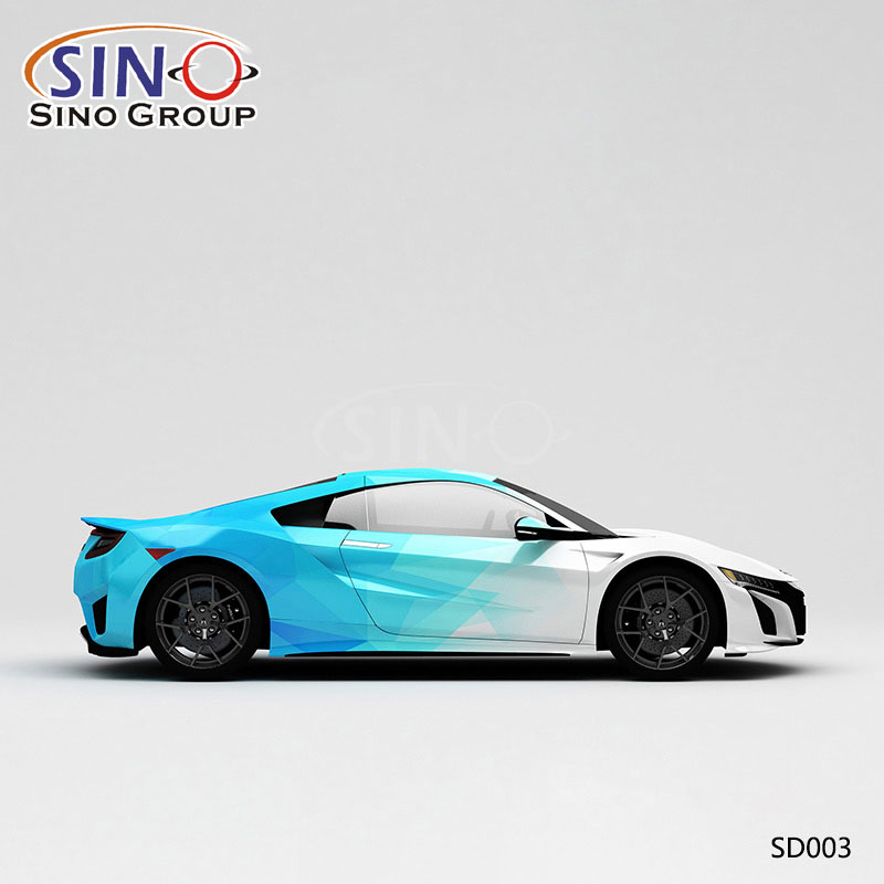 SD003 Motif camouflage à carreaux blancs et bleus Impression de haute précision Vinyle de voiture personnalisé Wrap