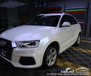 CL-AW-02 Gloss Aurora White to Green Red vinyl auto wrap factory for AUDI