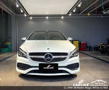 CL-MW-08 Fournisseur d'habillage de voiture en vinyle blanc magique mat à rouge pour MERCEDES-BENZ