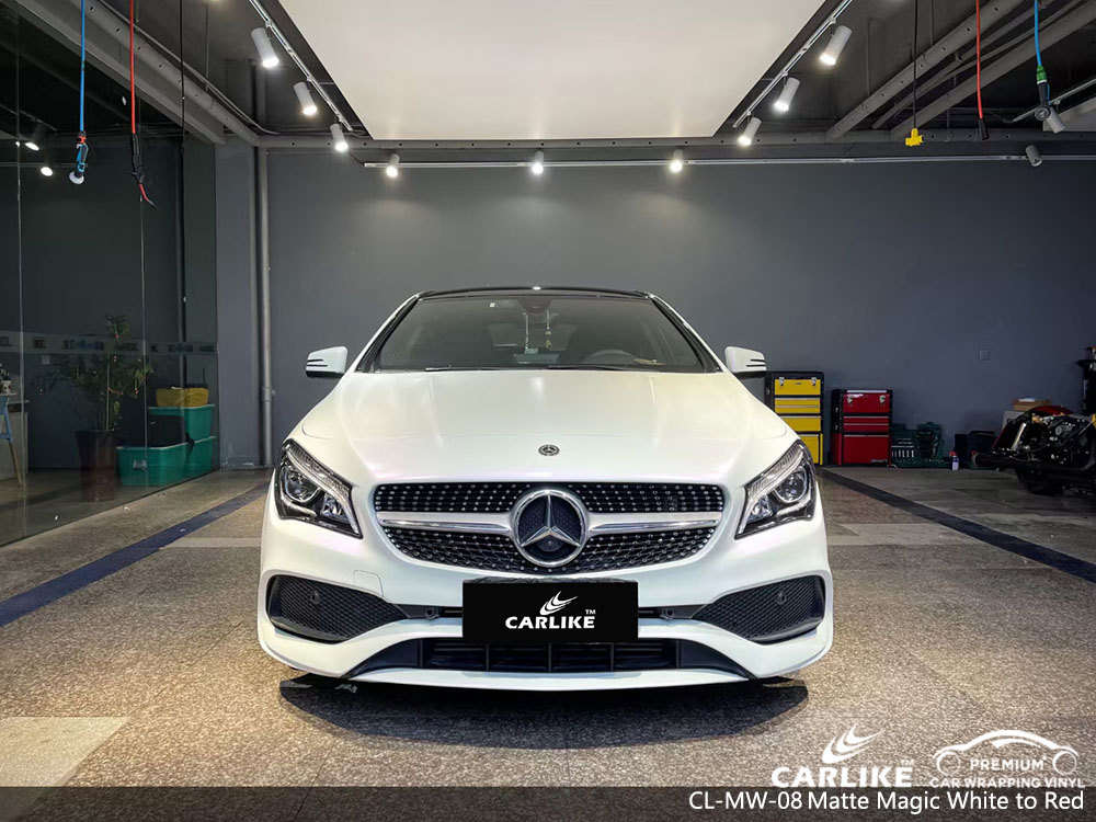 CL-MW-08 ماتي ماجيك وايت إلى أحمر فينيل سيارة مورد التفاف لـ MERCEDES-BENZ 