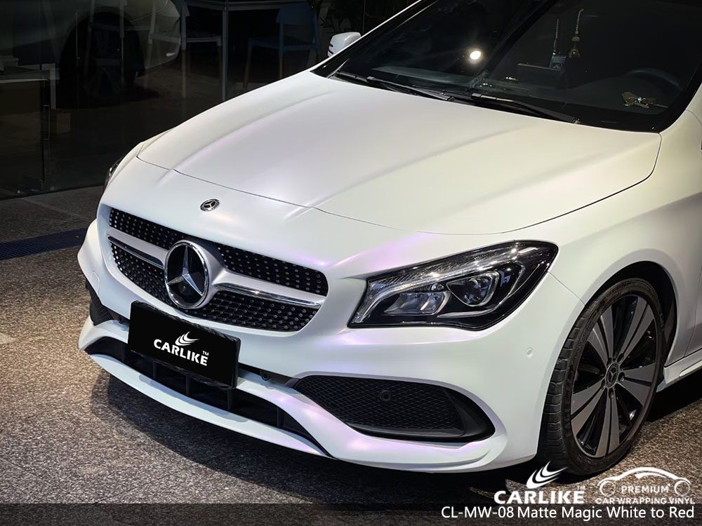 CL-MW-08 ماتي ماجيك وايت إلى أحمر فينيل سيارة مورد التفاف لـ MERCEDES-BENZ 