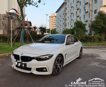 CL-PW-02 Gloss Pearlescent White vinyl vehicle wrap manufacturer for BMW