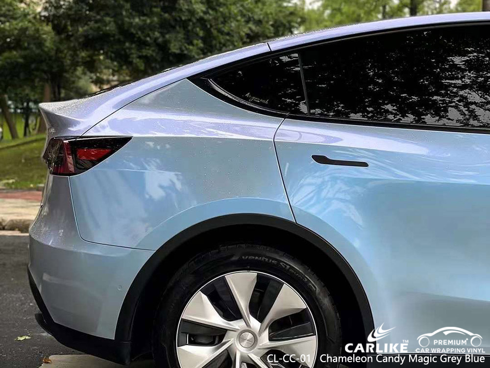 CL-CC-01 Bukalemun Şekeri Sihirli Gri Mavi TESLA için vinil araç kaplama üreticisi