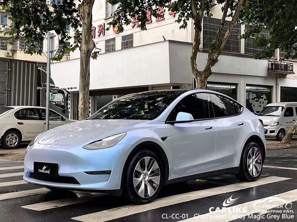 CL-CC-01 Bukalemun Şekeri Sihirli Gri Mavi TESLA için vinil araç kaplama üreticisi