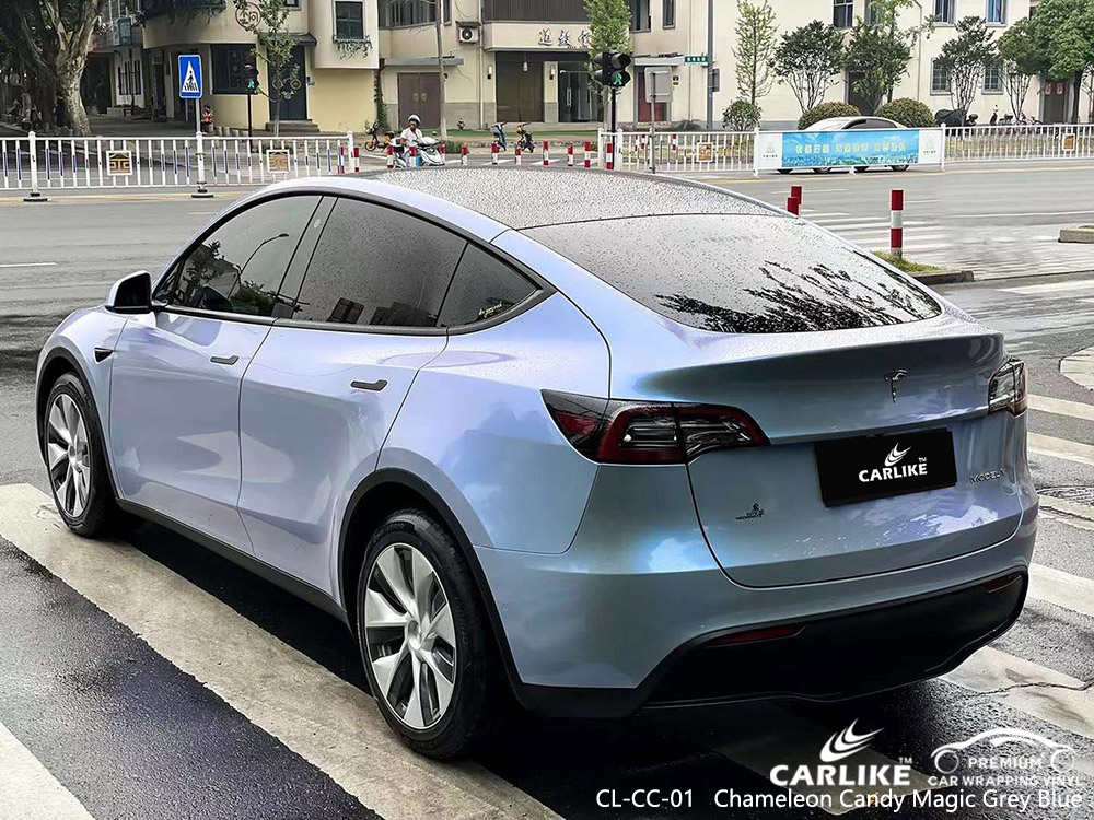 CL-CC-01 Bukalemun Şekeri Sihirli Gri Mavi TESLA için vinil araç kaplama üreticisi