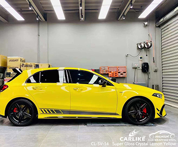 CL-SV-14 Super Gloss Crystal Lemon Yellow vinyl vehicle wrap factory for MERCEDES-BENZ