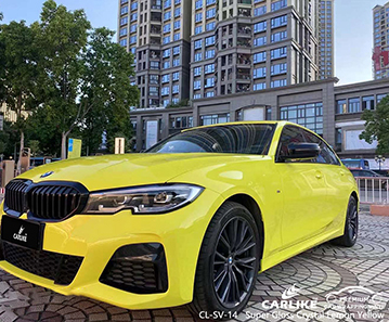 CL-SV-14 Super Gloss Crystal Lemon Yellow fournisseur d'habillage de véhicule en vinyle pour BMW