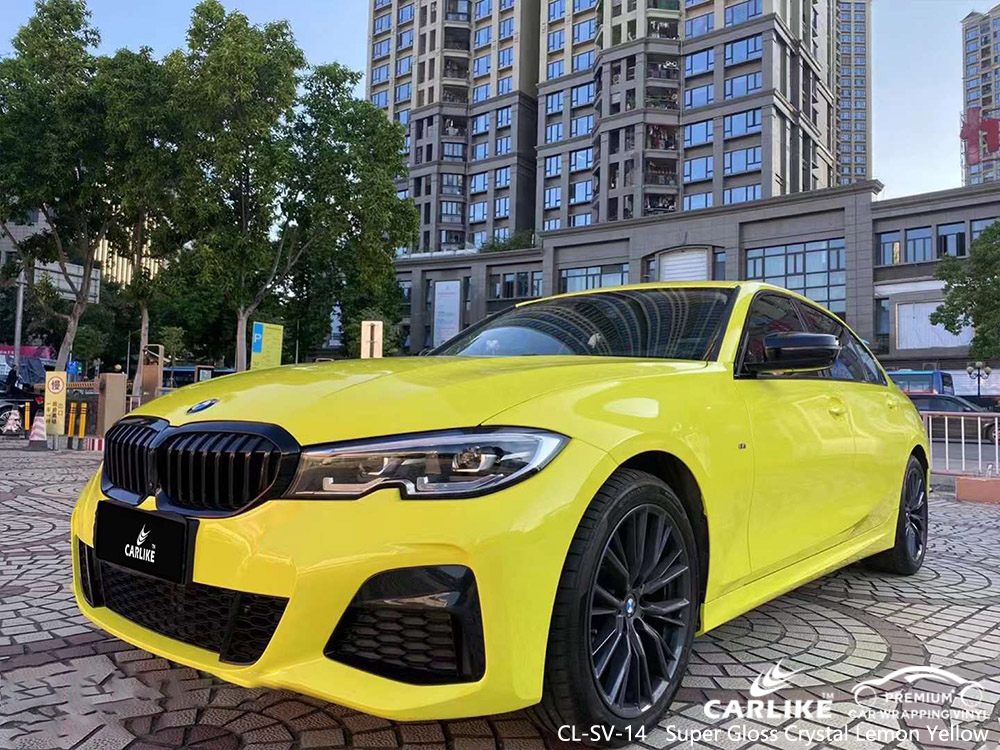 CL-SV-14 Süper Parlak Kristal Limon Sarısı vinil araç BMW için sarın tedarikçisi