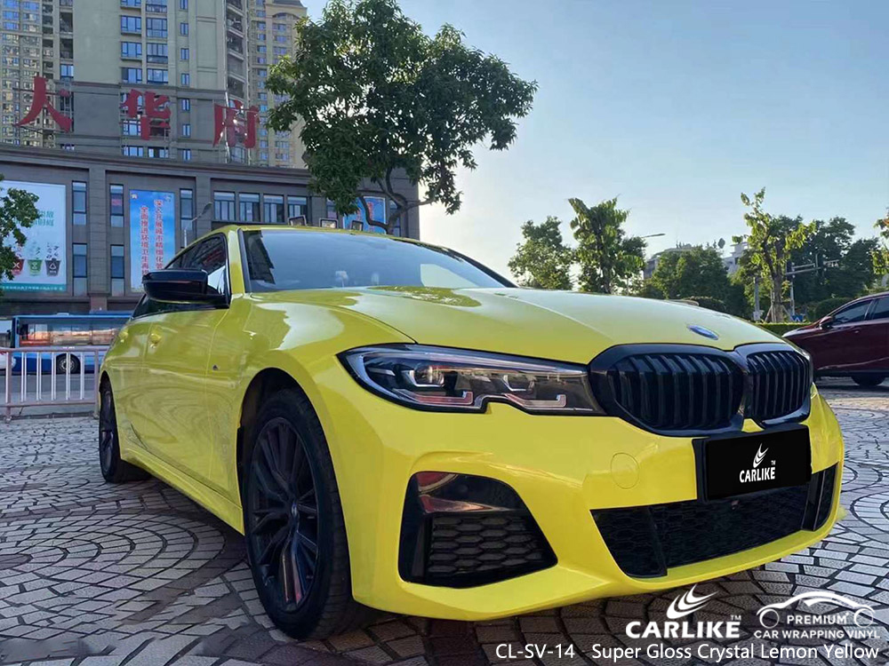 CL-SV-14 Süper Parlak Kristal Limon Sarısı vinil araç BMW için sarın tedarikçisi