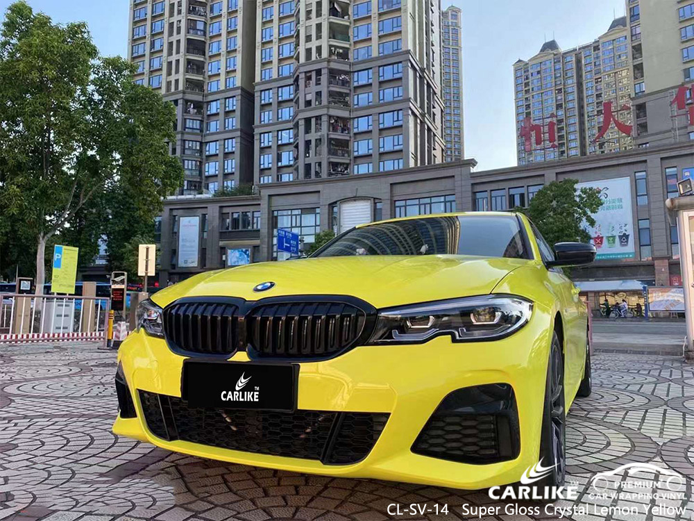 CL-SV-14 Süper Parlak Kristal Limon Sarısı vinil araç BMW için sarın tedarikçisi