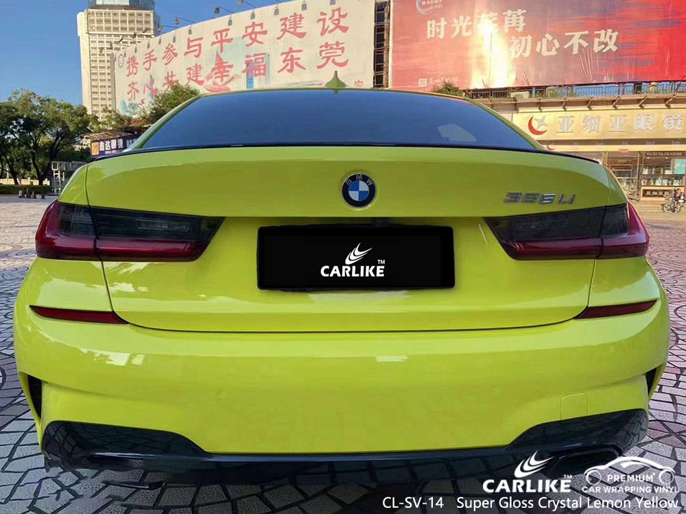 CL-SV-14 Süper Parlak Kristal Limon Sarısı vinil araç BMW için sarın tedarikçisi