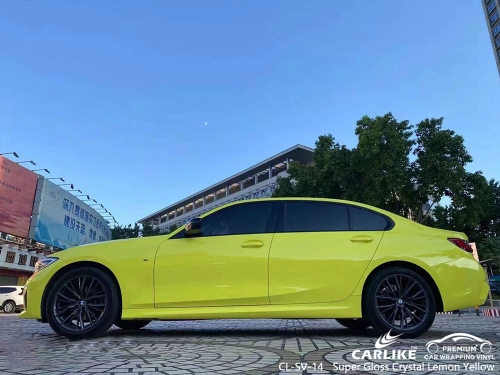 CL-SV-14 Süper Parlak Kristal Limon Sarısı vinil araç BMW için sarın tedarikçisi