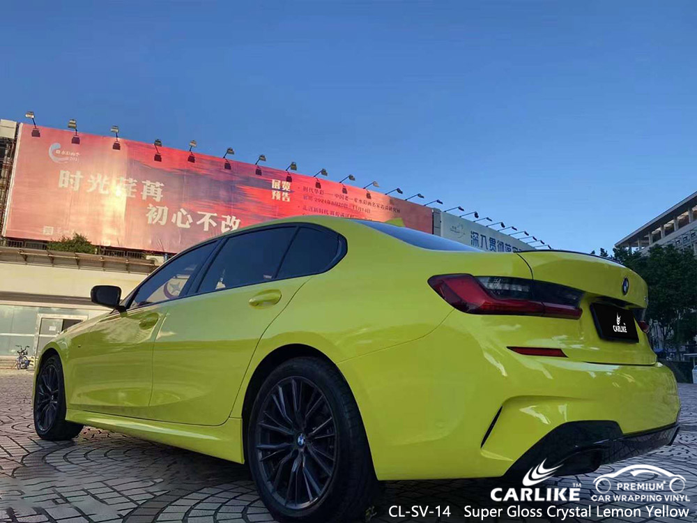 CL-SV-14 Süper Parlak Kristal Limon Sarısı vinil araç BMW için sarın tedarikçisi