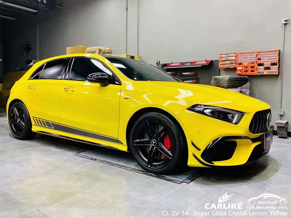 CL-SV-14 Super Gloss Crystal Lemon Yellow véhicule en vinyle wrap factory pour MERCEDES-BENZ