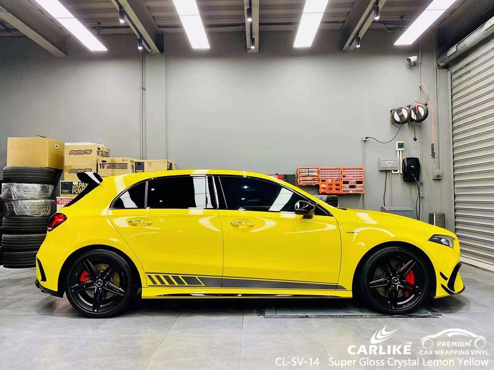 CL-SV-14 Veículo em vinil Super Gloss Crystal Lemon Yellow fábrica de encapsulamento para MERCEDES-BENZ