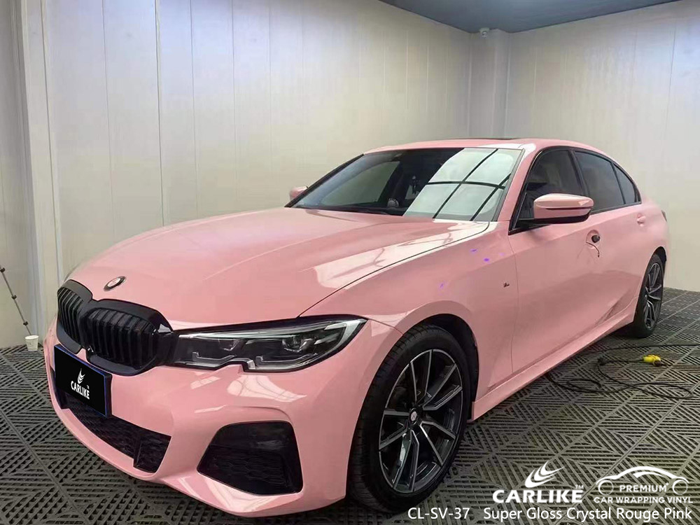 CL-SV-37 Super Gloss Crystal Rouge Rose vinyle auto wrap usine pour BMW