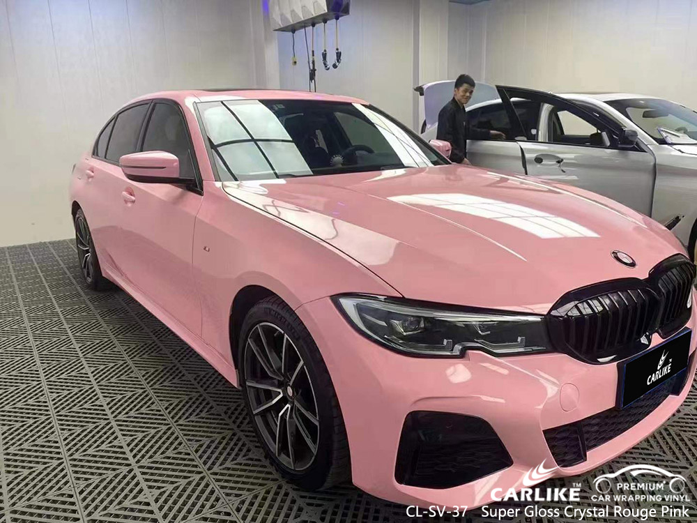 CL-SV-37 Süper Parlak Kristal Rouge Pembe vinil otomatik BMW için sarma fabrikası