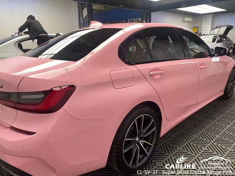 CL-SV-37 Süper Parlak Kristal Rouge Pembe vinil otomatik BMW için sarma fabrikası