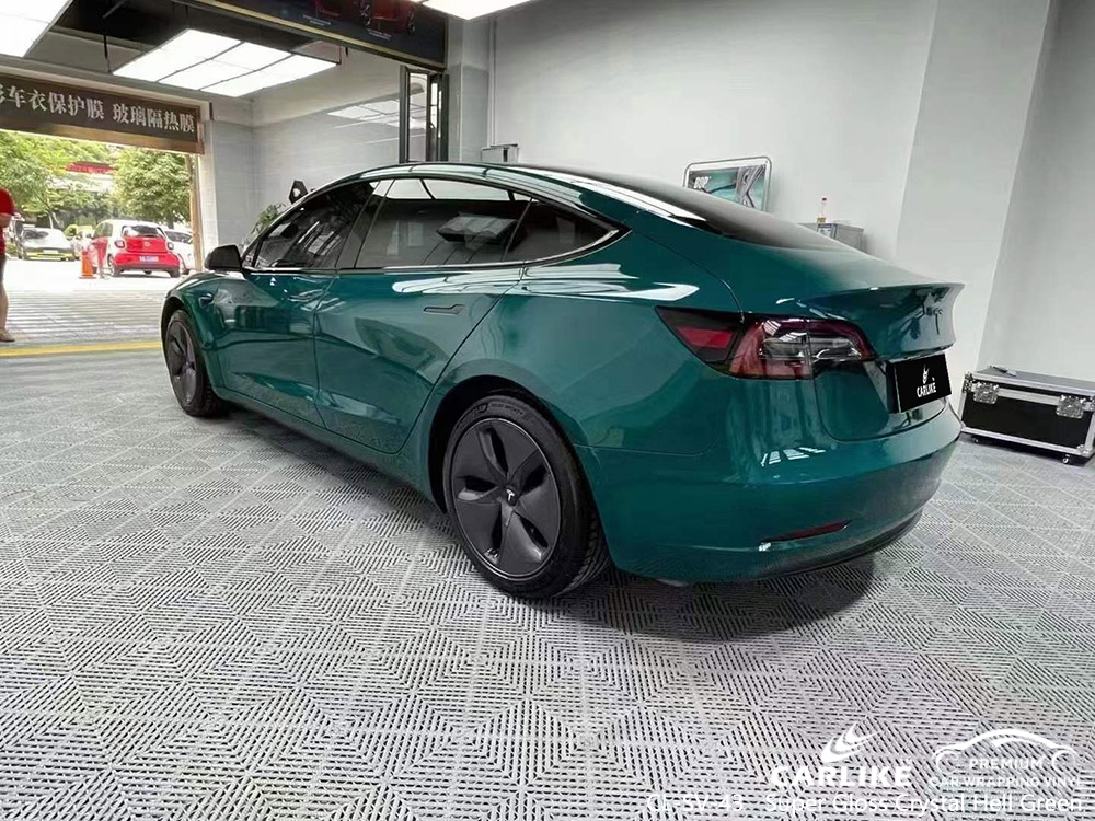 CL-SV-43 Süper Parlak Kristal Cehennem Yeşili vinil otomatik TESLA için sarma fabrikası