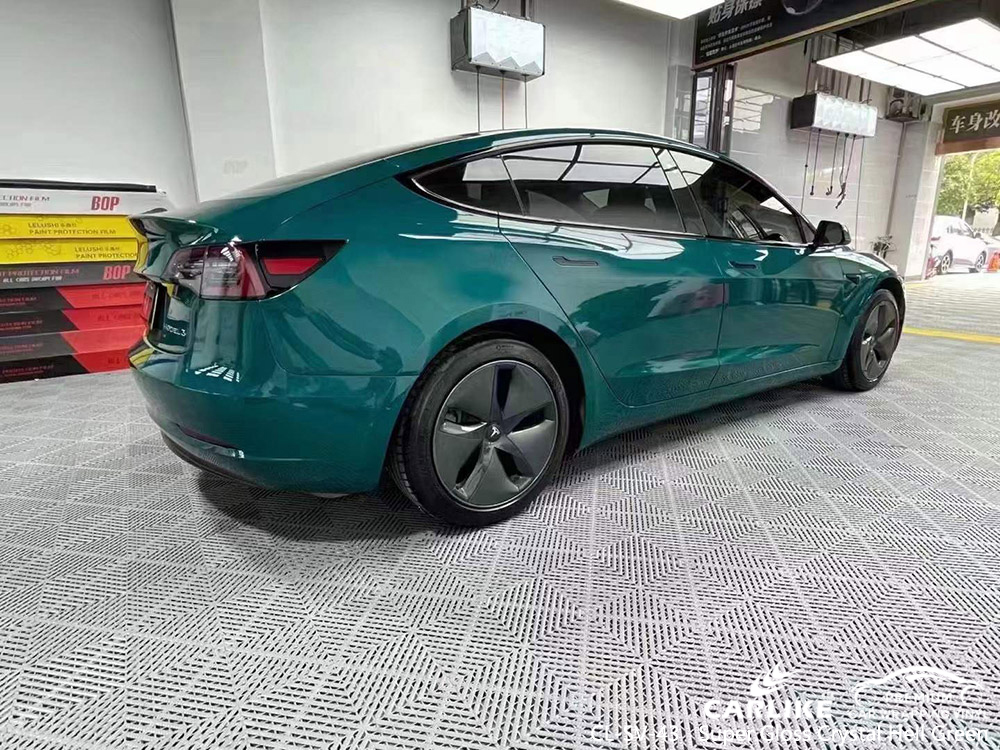 CL-SV-43 Super Gloss Crystal Hell Green vinyl auto usine d'emballage pour TESLA