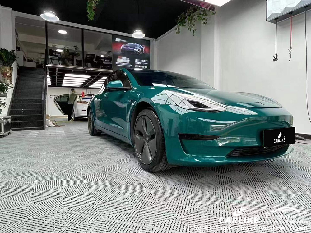 CL-SV-43 Süper Parlak Kristal Cehennem Yeşili vinil otomatik TESLA için sarma fabrikası