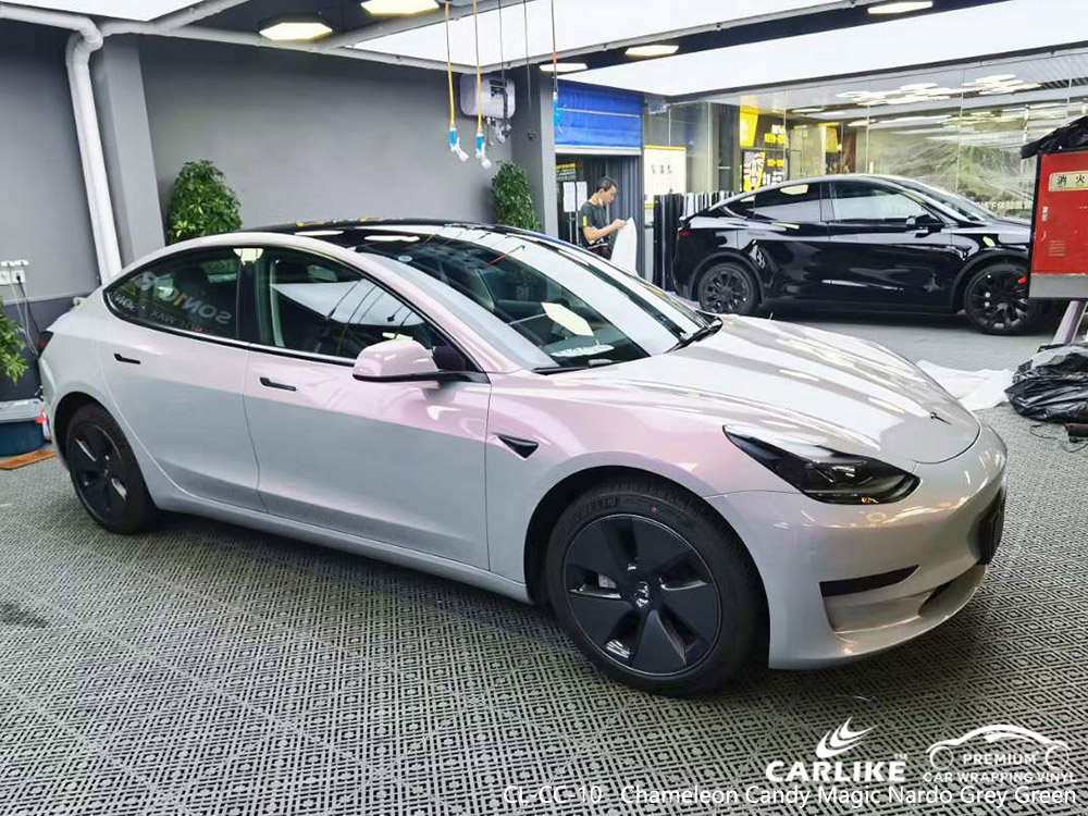 CL-CC-10 Chameleon Candy Magic Nardo Gri Yeşil Vinil TESLA için Araç Kaplama Fabrikası