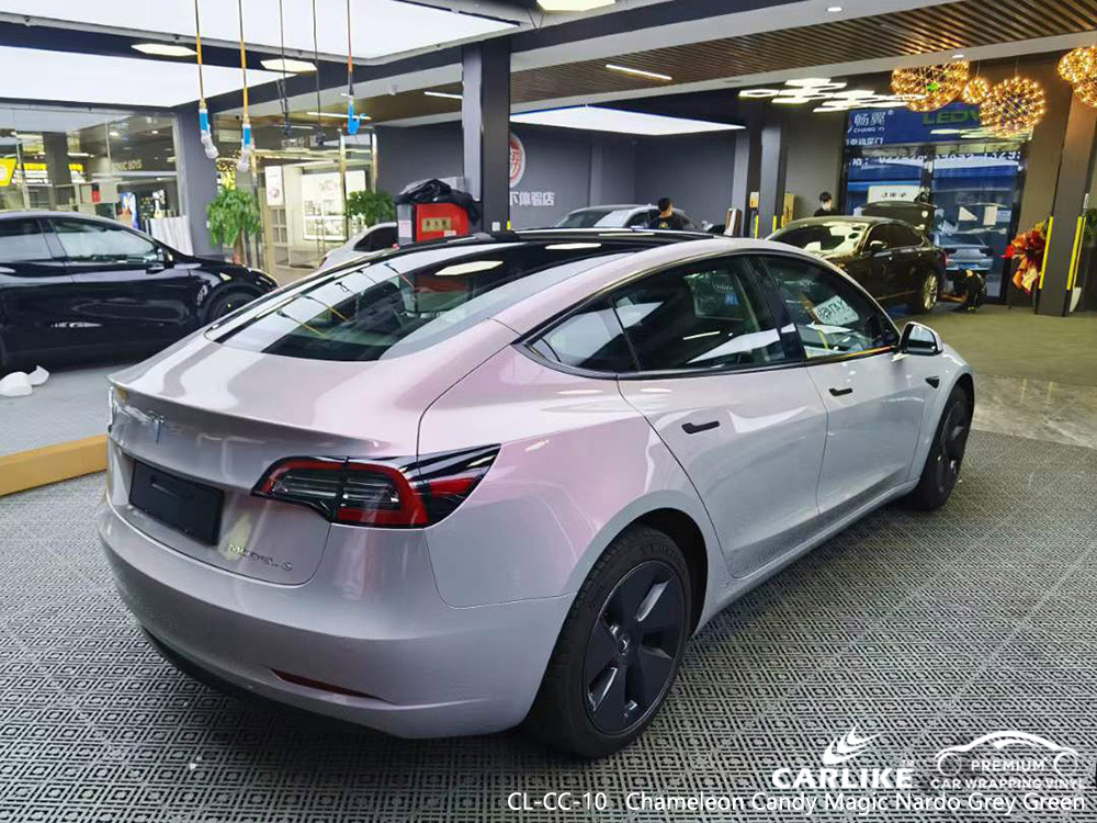 CL-CC-10 Chameleon Candy Magic Nardo Gri Yeşil Vinil TESLA için Araç Kaplama Fabrikası