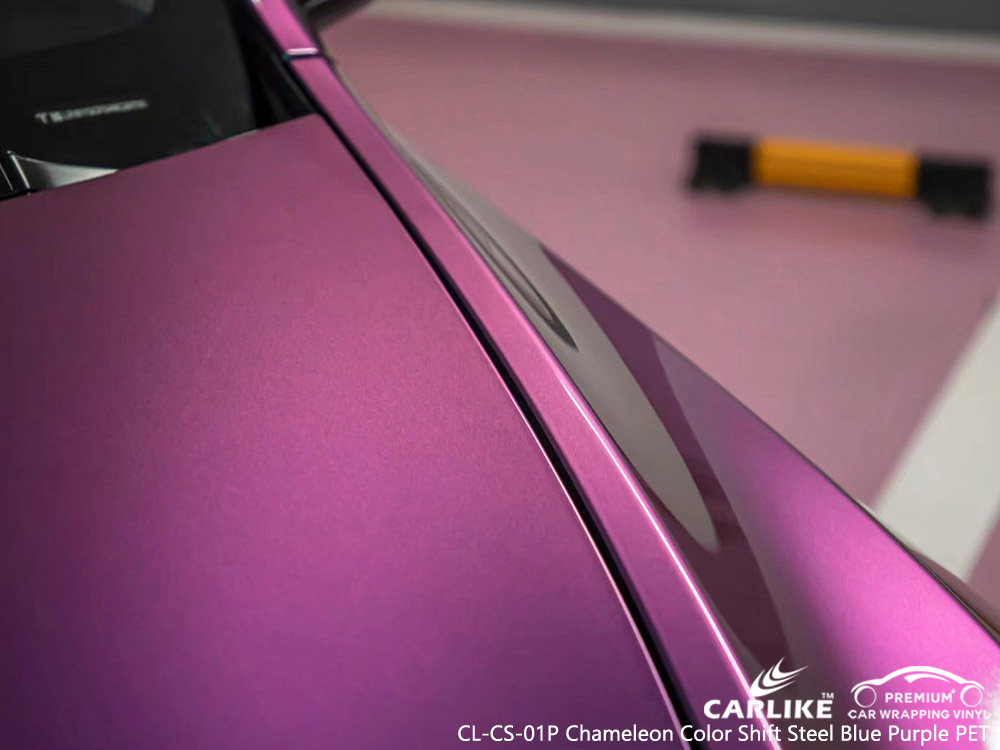 CL-CS-01P Camaleón Cambio de color Acero Azul Púrpura PET Fabricante de rotulación de vinilo para automóviles para TESLA