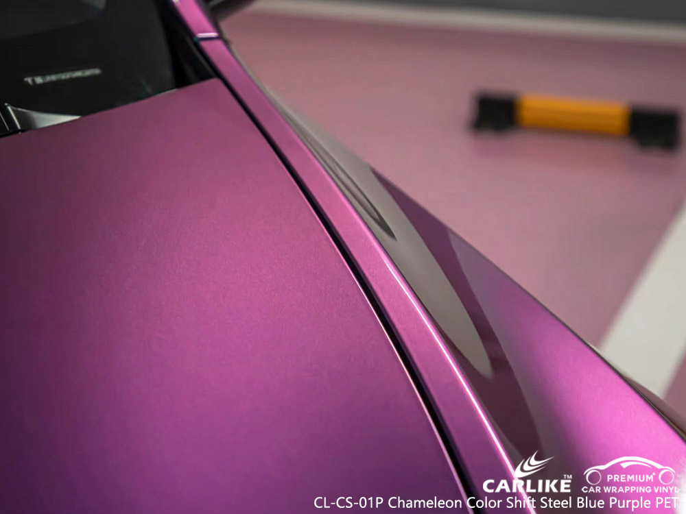 CL-CS-01P Bukalemun Renk Kayması Çelik Mavi Mor PET TESLA için Vinil Araç Kaplama Üreticisi