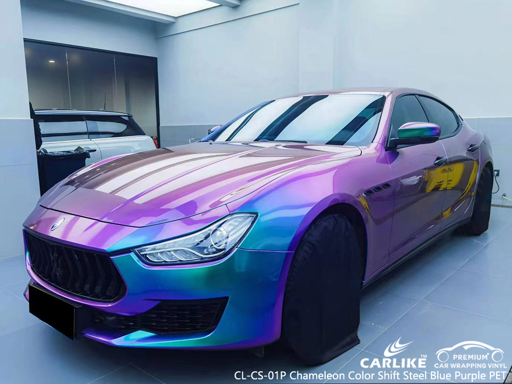 CL-CS-01P Camaleão Mudança de cor Aço Azul Roxo PET Fornecedor de envelopamento de vinil para veículos para MASERATI