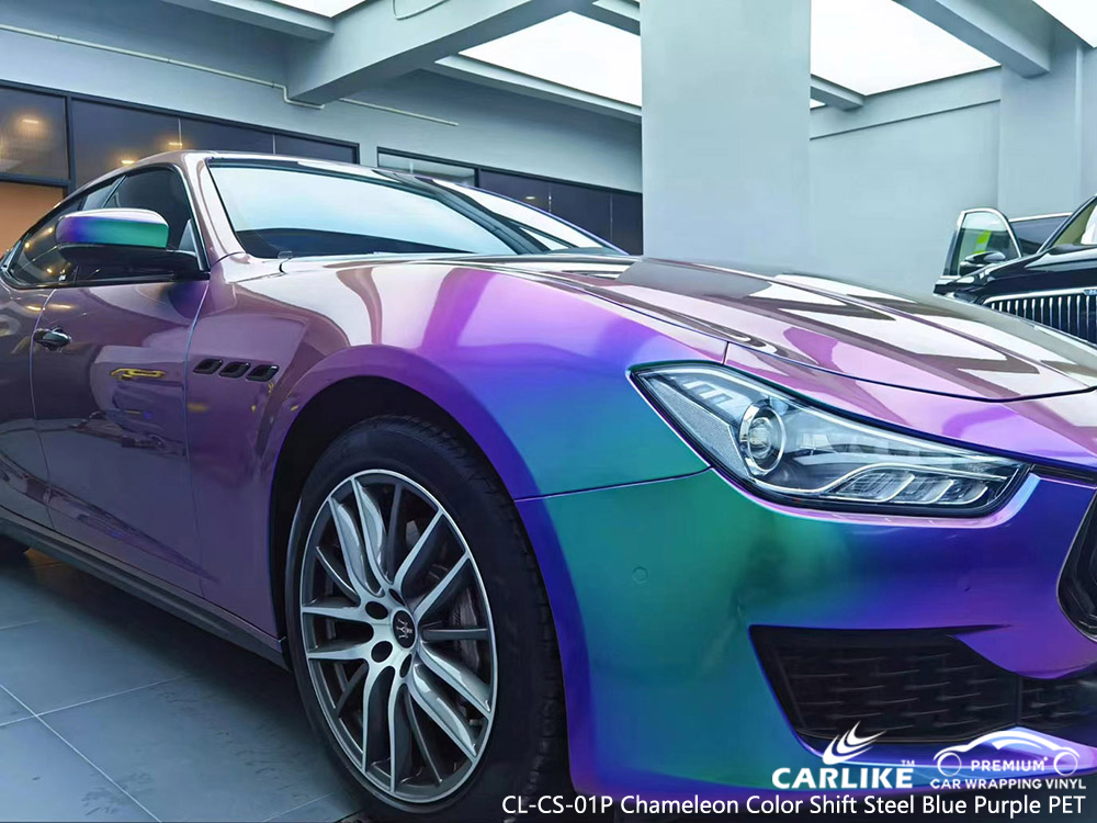 CL-CS-01P Chameleon Color Shift Steel Blue Purple PET مورد غلاف السيارة من الفينيل لـ MASERATI 