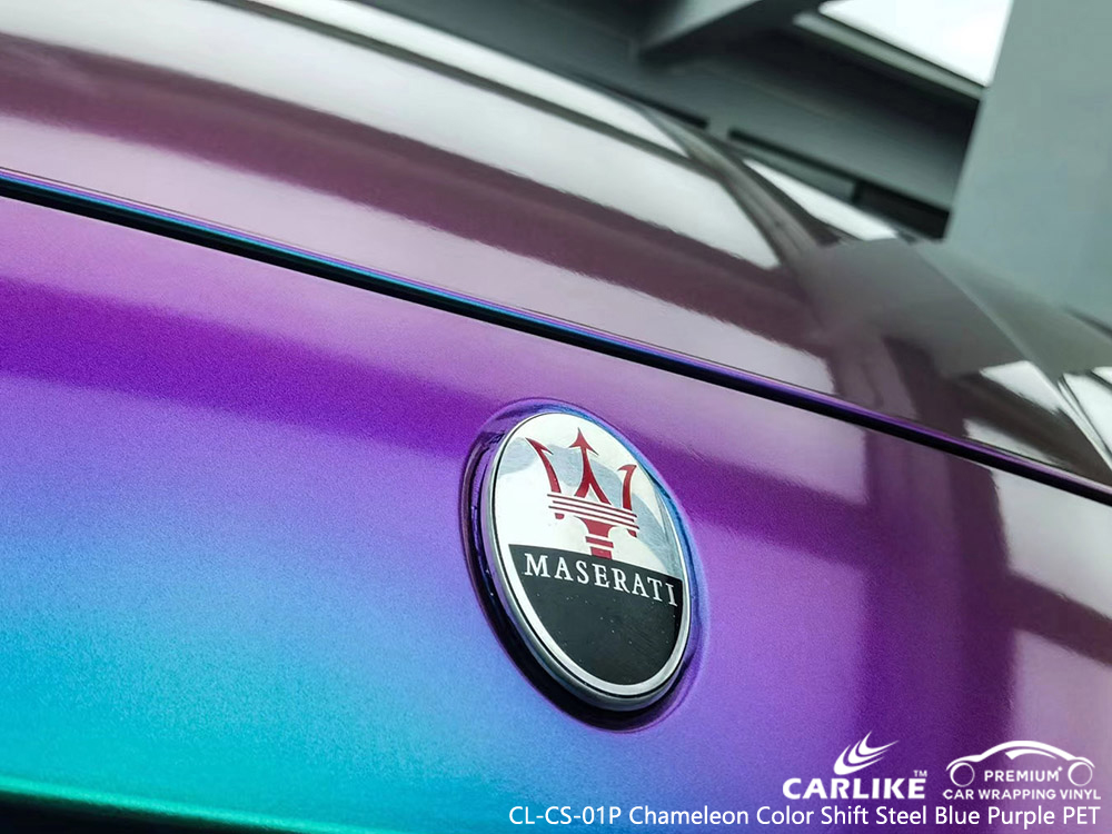 CL-CS-01P Chameleon Color Shift Steel Blue Purple PET مورد غلاف السيارة من الفينيل لـ MASERATI 