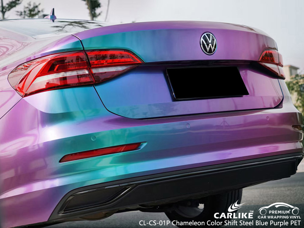 CL-CS-01P Bukalemun Renk Kayması Çelik Mavi VOLKSWAGEN için Mor PET Vinil Otomatik Sarma Fabrikası