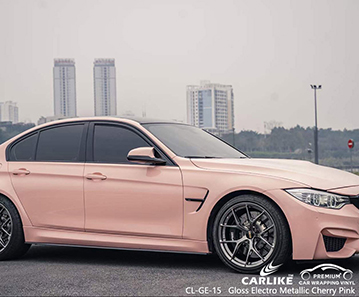 CL-GE-15 Gloss Electro Metallic Cherry Pink Vinyl Vehicle Wrap Supplier for BMW