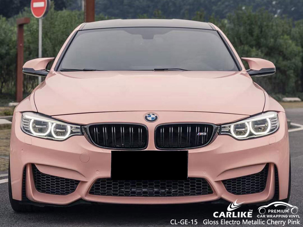 CL-GE-15 Gloss Electro Metallic Cherry Pink Vinyl Vehicle Wrap Supplier for BMW