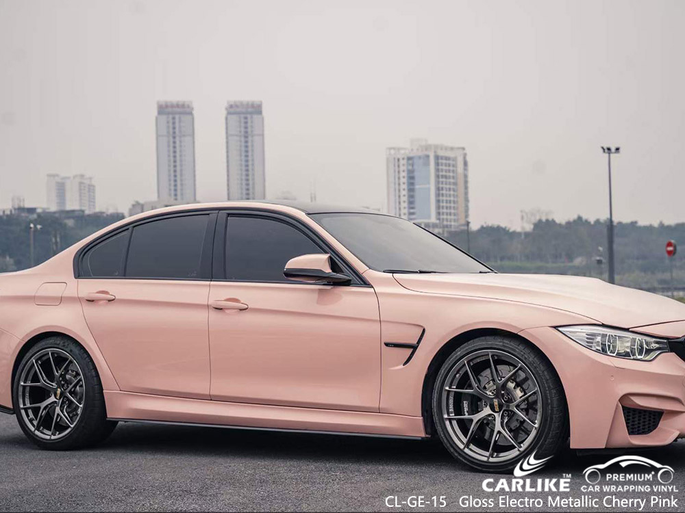 CL-GE-15 Gloss Electro Metallic Cherry Pink Vinyl Vehicle Wrap Supplier for BMW