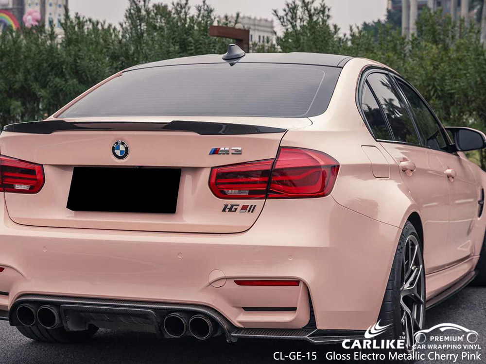 CL-GE-15 Gloss Electro Metallic Cherry Pink Vinyl Vehicle Wrap Supplier for BMW