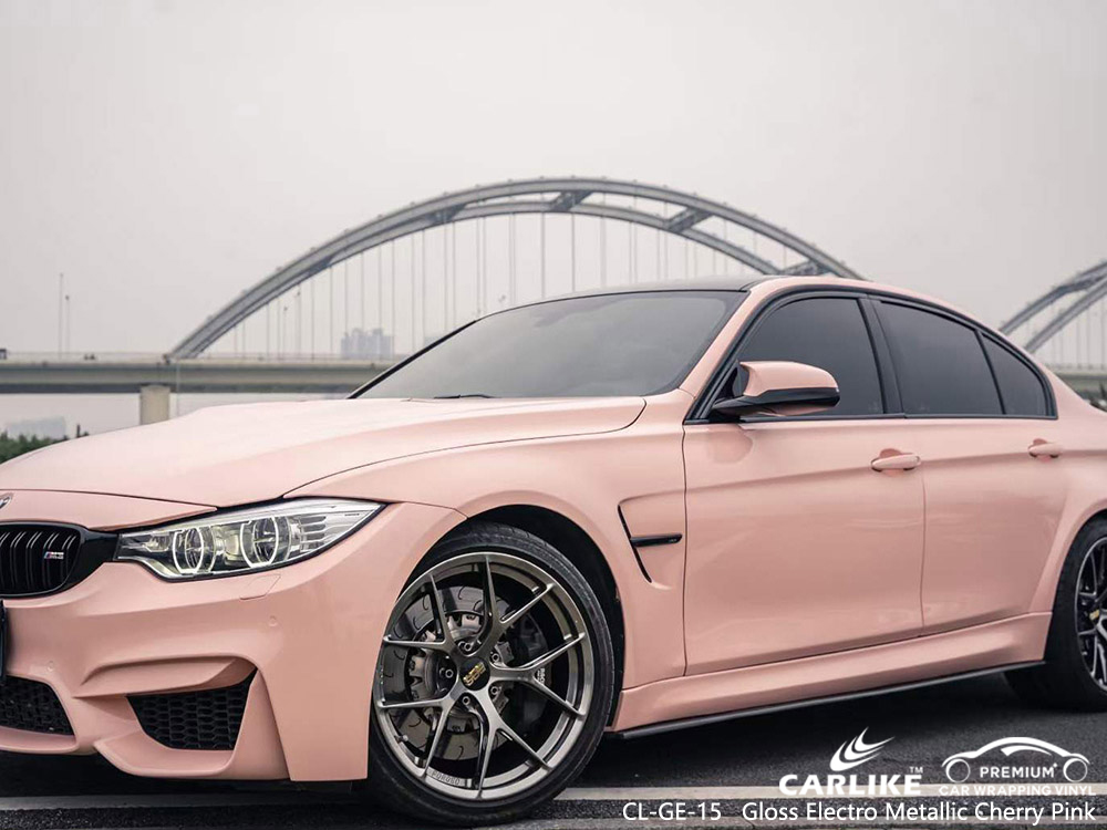 CL-GE-15 Gloss Electro Metallic Cherry Pink Vinyl Vehicle Wrap Supplier for BMW