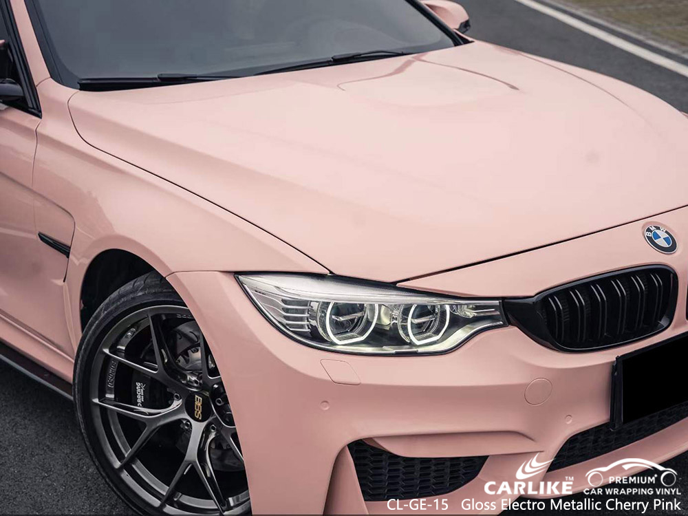 CL-GE-15 Gloss Electro Metallic Cherry Pink Vinyl Vehicle Wrap Supplier for BMW