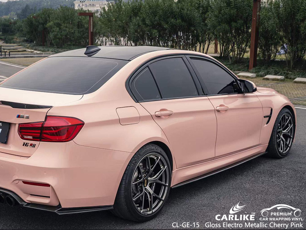 CL-GE-15 Gloss Electro Metallic Cherry Pink Vinyl Vehicle Wrap Supplier for BMW