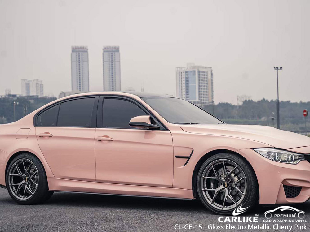 CL-GE-15 Gloss Electro Metallic Cherry Pink Vinyl Vehicle Wrap Supplier for BMW