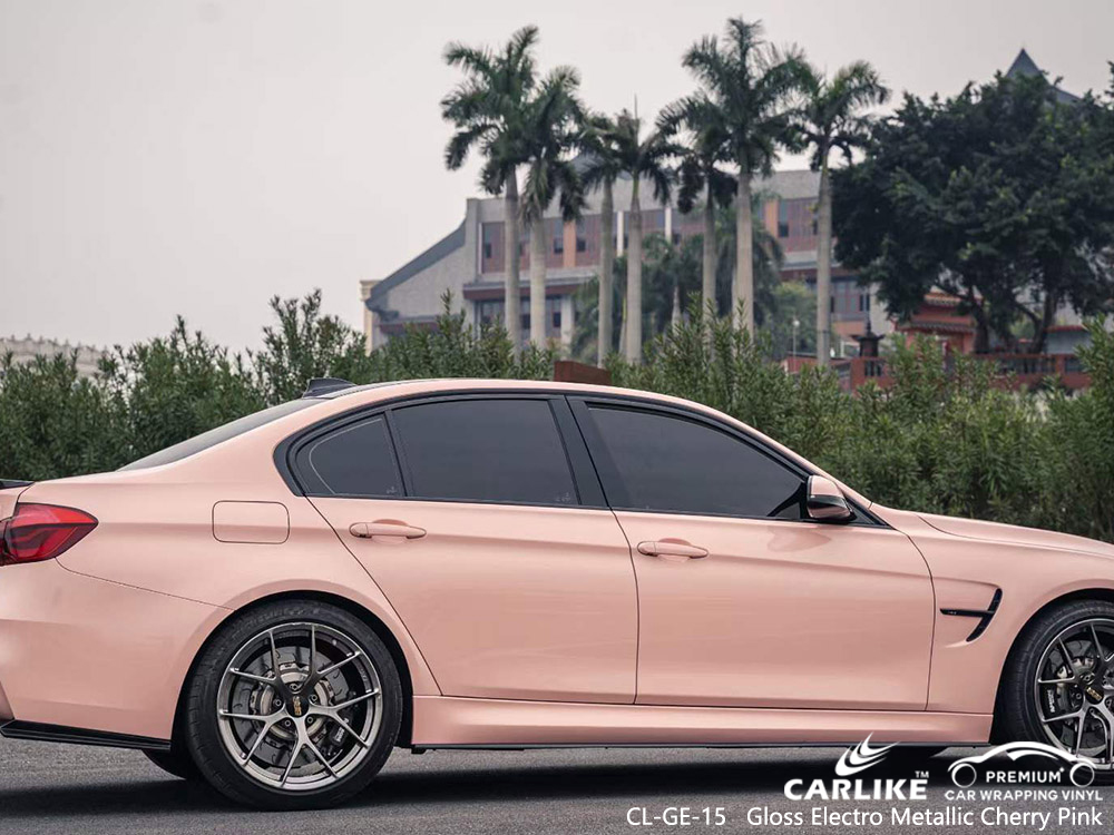 CL-GE-15 Gloss Electro Metallic Cherry Pink Vinyl Vehicle Wrap Supplier for BMW