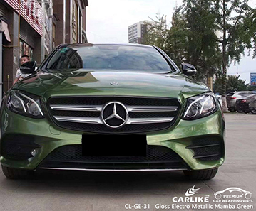 CL-GE-31 Gloss Electro Metallic Mamba Green Vinyl Car Wrap مورد لـ MERCEDES-BENZ