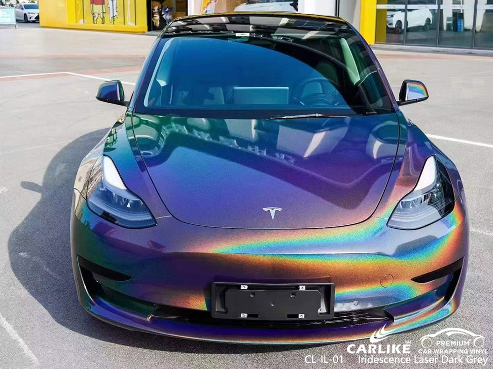 CL-IL-01 Yanardöner Lazer Koyu Gri Vinil Araç Kaplaması TESLA Fabrikası