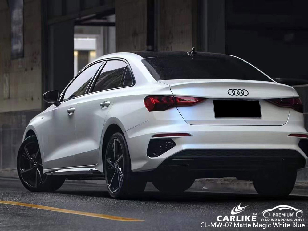 CL-MW-07 Mat Sihirli Beyaz Mavi Vinil Araç Kaplaması AUDI tedarikçisi