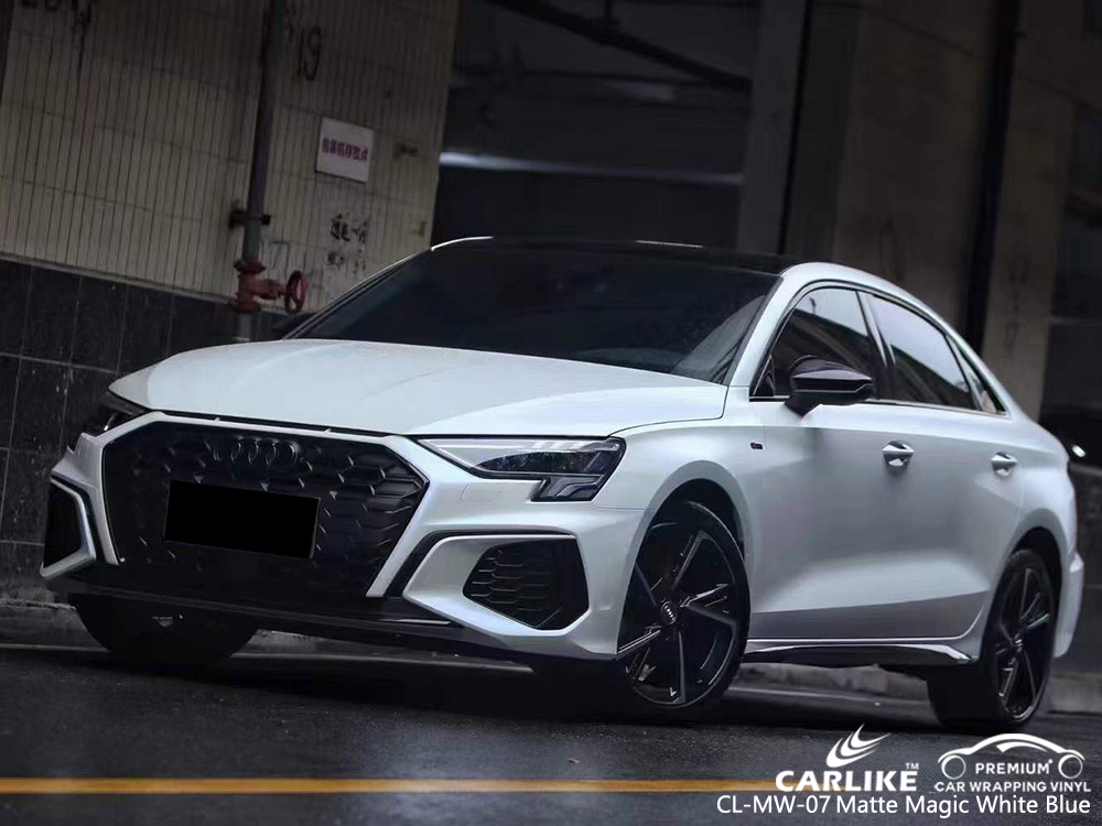 CL-MW-07 Mat Sihirli Beyaz Mavi Vinil Araç Kaplaması AUDI tedarikçisi