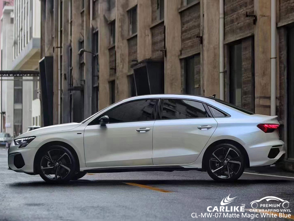 CL-MW-07 Mat Sihirli Beyaz Mavi Vinil Araç Kaplaması AUDI tedarikçisi