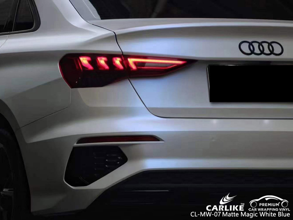 CL-MW-07 Mat Sihirli Beyaz Mavi Vinil Araç Kaplaması AUDI tedarikçisi
