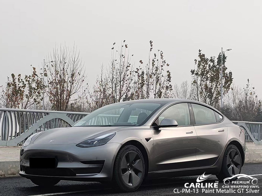 CL-PM-13 Boya Metalik GT Gümüş Vinil Araç Kaplama TESLA tedarikçisi